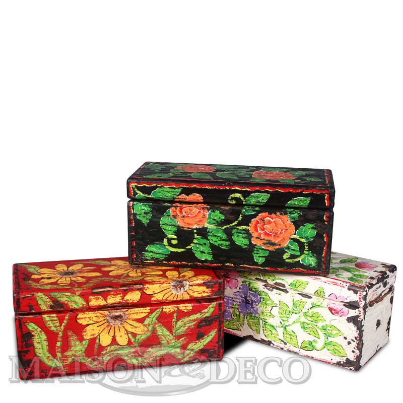 Small Wooden Box With Hand Painting, Hand Painted Small Wooden Boxes
